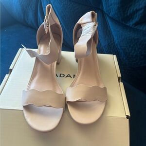 Adams Blush Scalloped Ankle-Strap Heeled Sandals